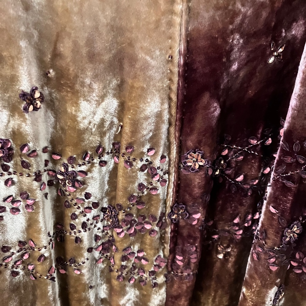 Badgley Mischka gold velvet beaded gown Vintage Y2K size 8 - Picture 12 of 15